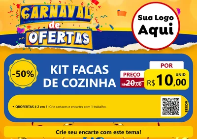 Modelo de Cartaz para Cartaz A4 Horizontal com o tema Carnaval de Ofertas para Utilidades Domésticas