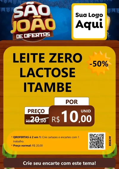 Modelo de Cartaz para Cartaz A4 Vertical com o tema São João Ofertas Imbatíveis! - Junina para Frios e Laticínios