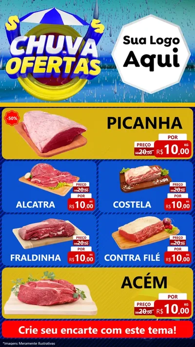 Modelo de TV para TV Vertical com o tema Chuva de Ofertas para Açougue