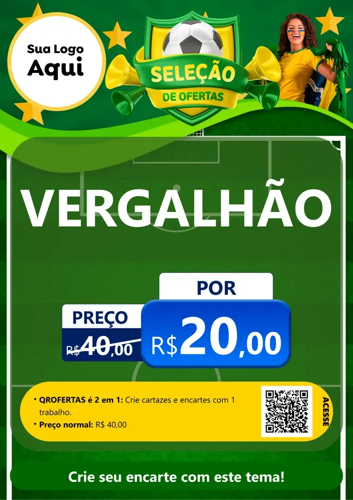 Modelo de Cartaz para Cartaz A4 Vertical com o tema Seleção de Ofertas - Copa para Ferragens