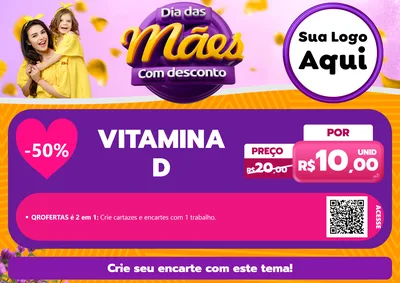 Modelo de Cartaz para Cartaz A4 Horizontal com o tema Dia das Mães com Desconto para Farmácia