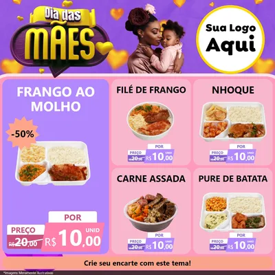 Modelo de Rede Social para Feed Facebook com o tema Dia das Mães para Restaurante