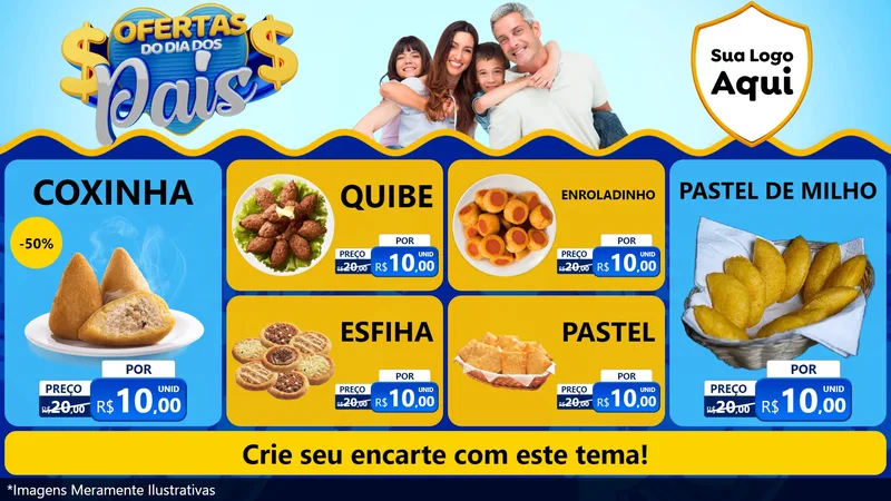 Modelo de TV para TV Horizontal com o tema Ofertas do Dia dos Pais para Salgadaria