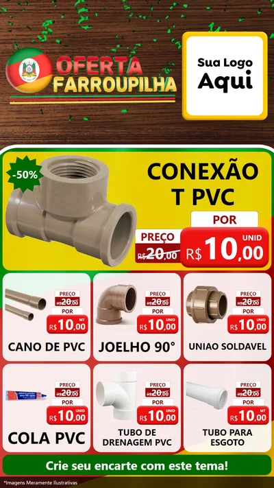 Modelo de Rede Social para Stories com o tema Oferta Farroupilha para Tubos e conexões