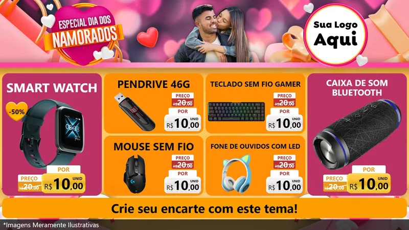 Modelo de TV para TV Horizontal com o tema Especial Dia dos Namorados para Informática
