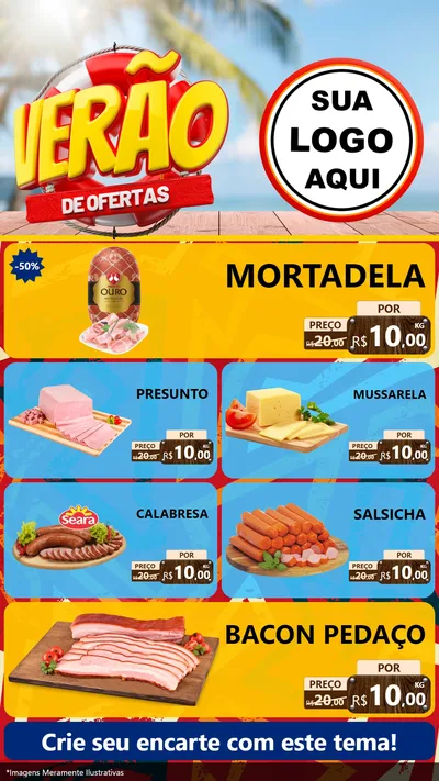 Modelo de TV para TV Vertical com o tema Verão de Ofertas para Frios e Laticínios