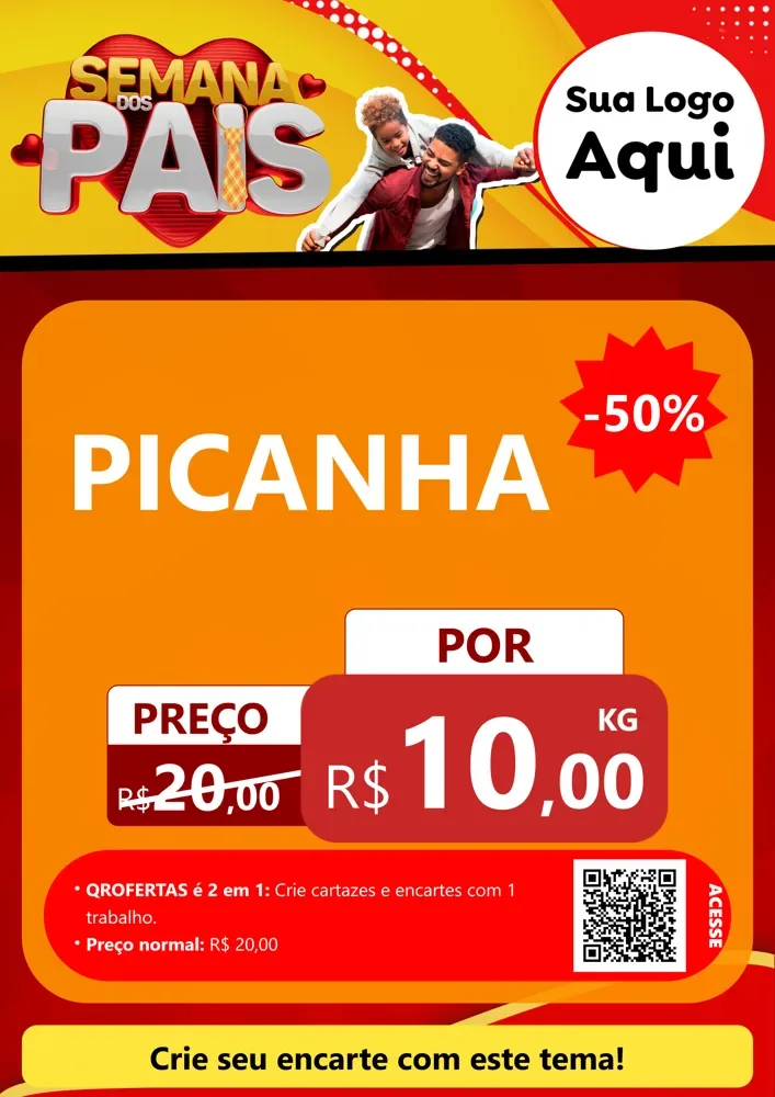 Modelo de Cartaz para Cartaz A4 Vertical com o tema Semana Dos Pais para Açougue