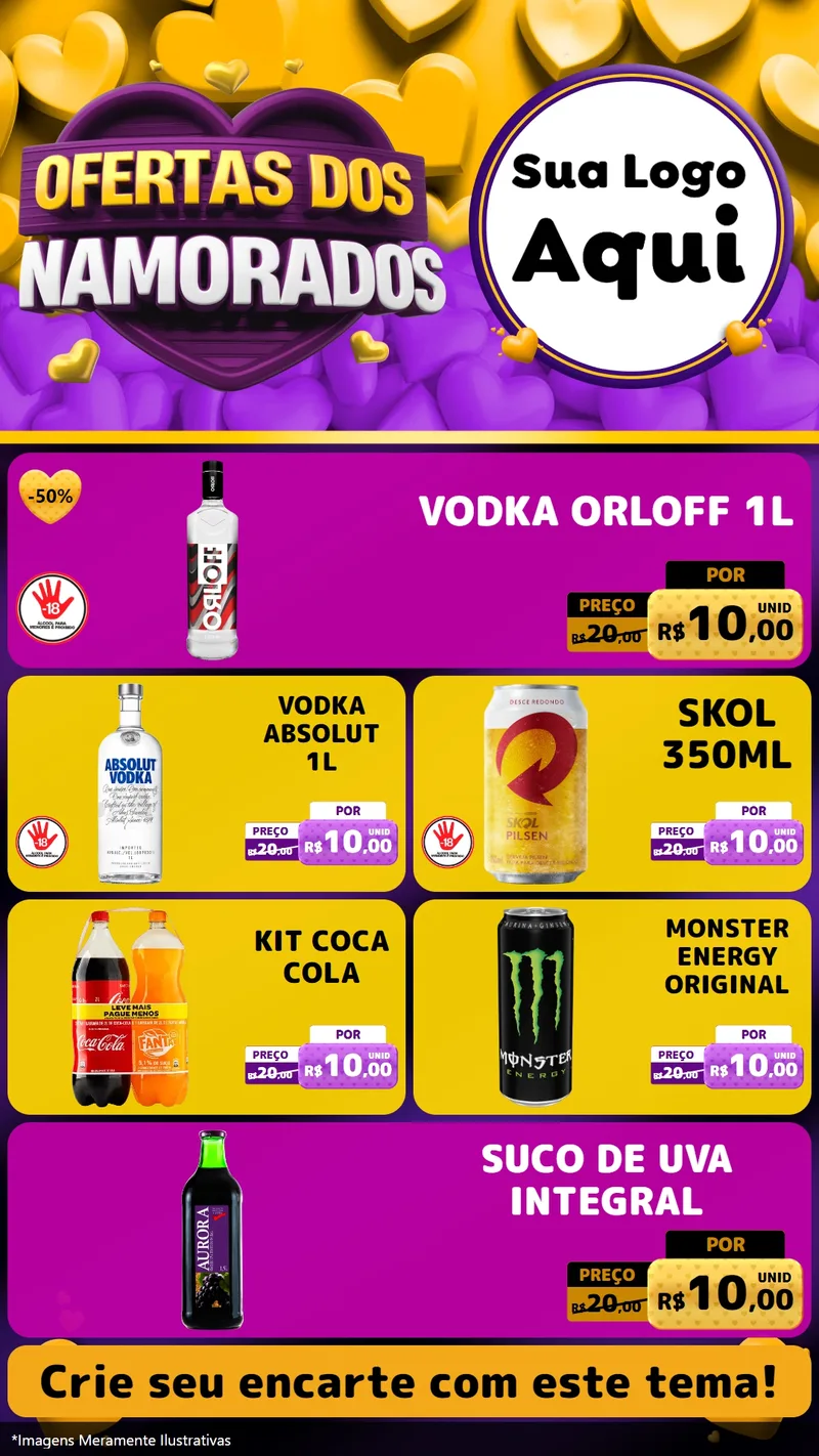 Modelo de TV para TV Vertical com o tema Oferta Dos Namorados para Distribuidora de bebidas