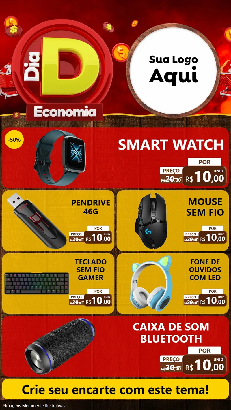Modelo de TV para TV Vertical com o tema Dia D Economia para Informática