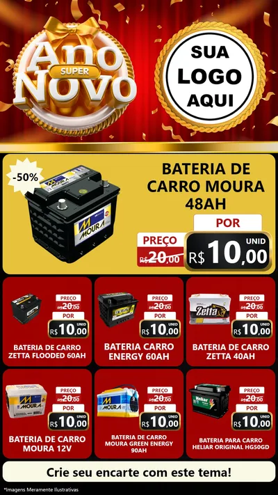 Modelo de Rede Social para Stories com o tema Super Ano Novo para Baterias Elétricas