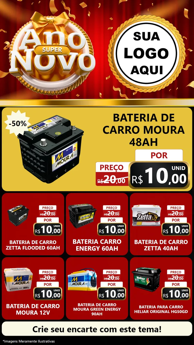 Modelo de Rede Social para Stories com o tema Super Ano Novo para Baterias Elétricas