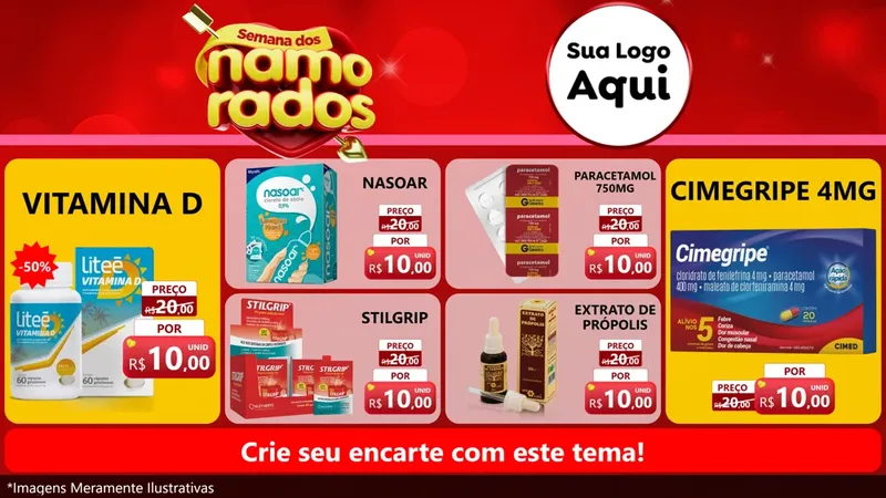 Modelo de TV para TV Horizontal com o tema Semana dos namorados para Farmácia