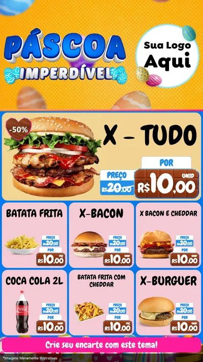 Modelo de Rede Social para Stories com o tema Páscoa Imperdível para Hamburgueria