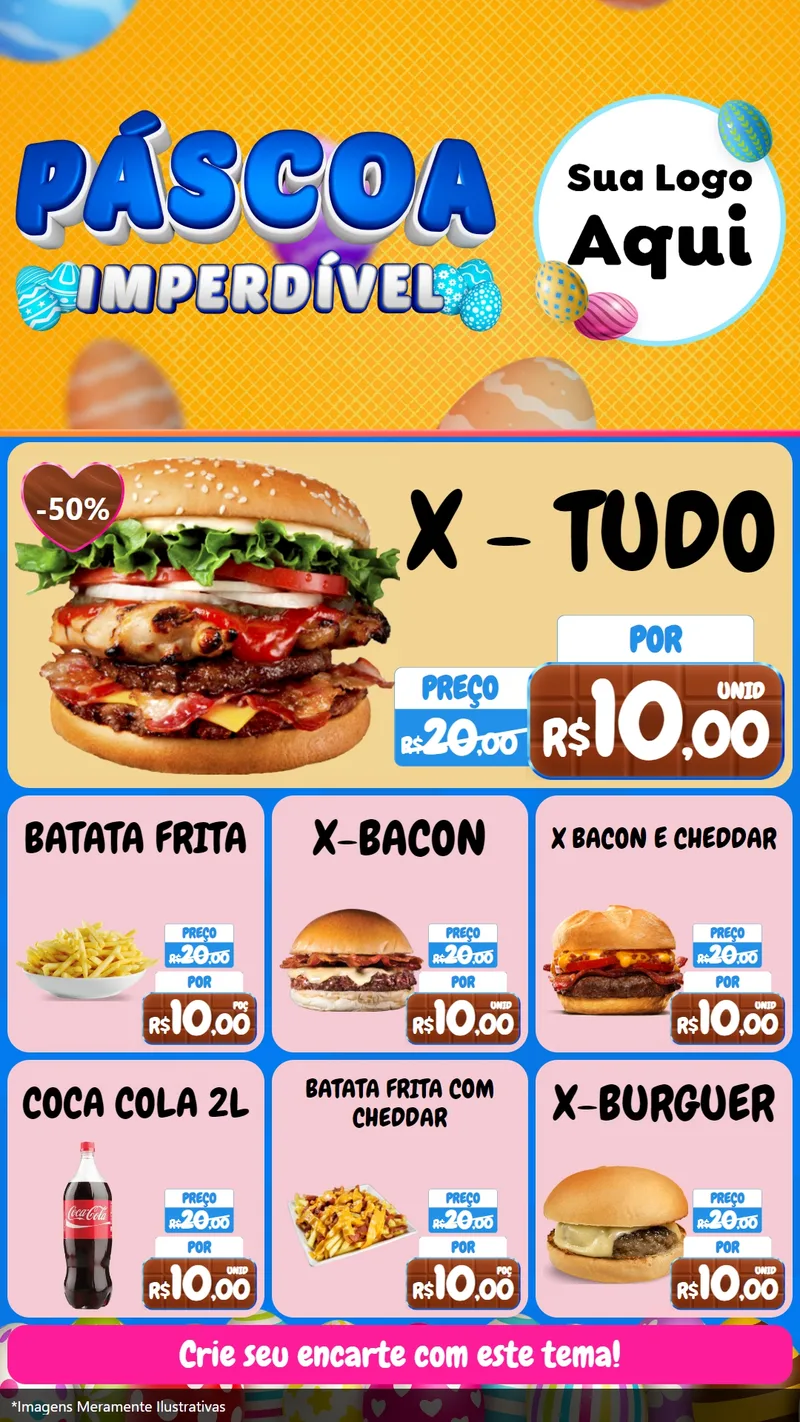 Modelo de Rede Social para Stories com o tema Páscoa Imperdível para Hamburgueria