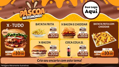 Modelo de TV para TV Horizontal com o tema Páscoa da Economia para Hamburgueria