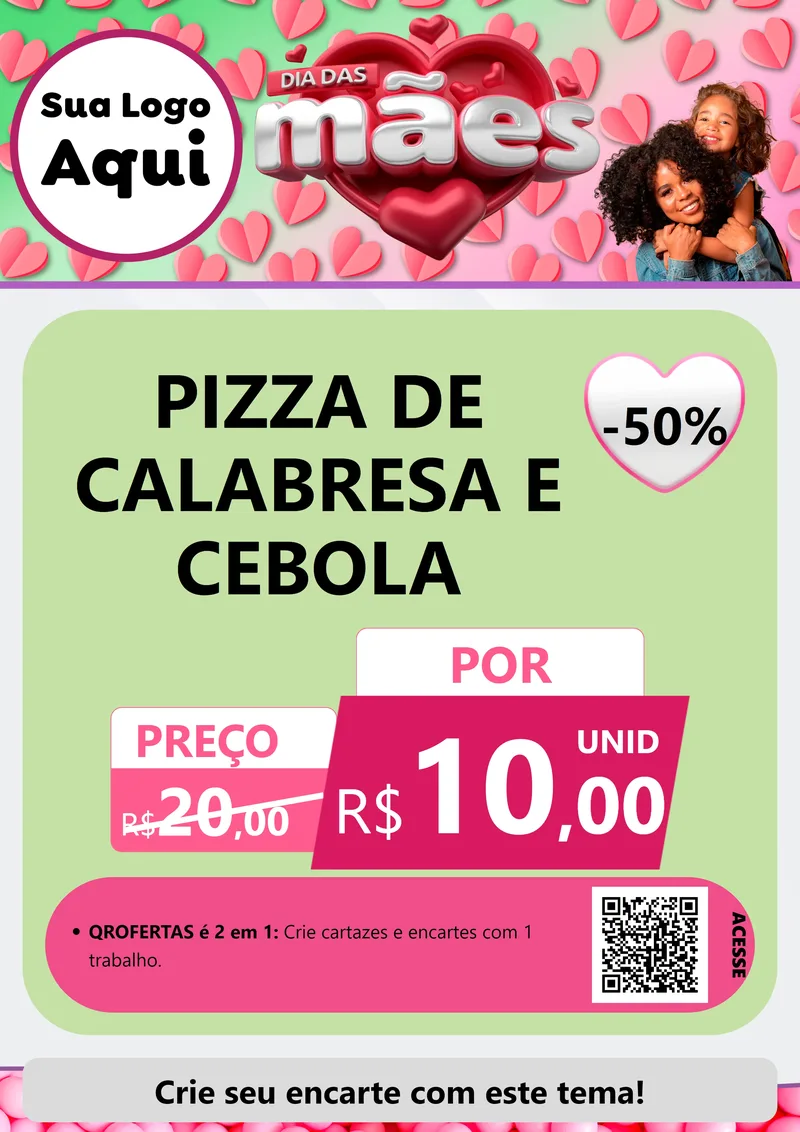 Modelo de Cartaz para Cartaz A4 Vertical com o tema Dia das Mães para Pizzaria