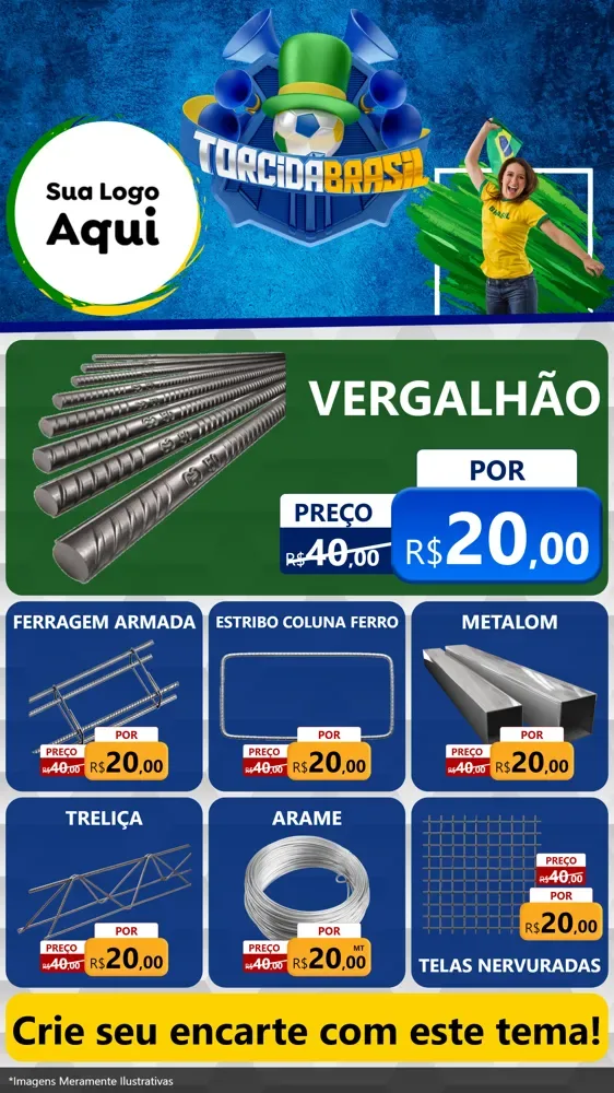Modelo de Rede Social para Stories com o tema Torcida Brasil - Copa para Ferragens