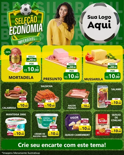 Modelo de Rede Social para Feed Instagram com o tema Seleção de Economia - Copa para Frios e Laticínios