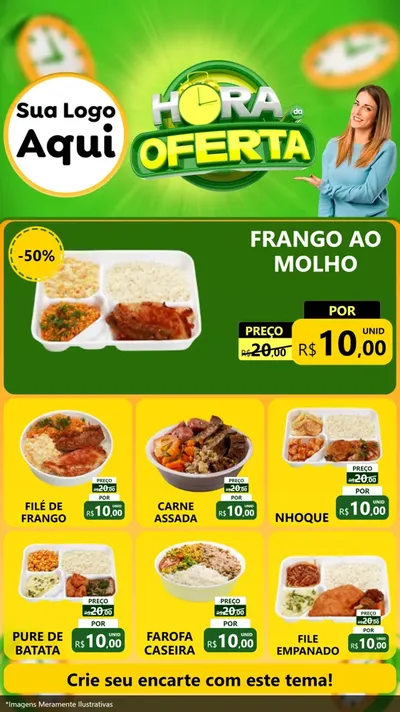 Modelo de Rede Social para Stories com o tema Hora da Oferta para Restaurante