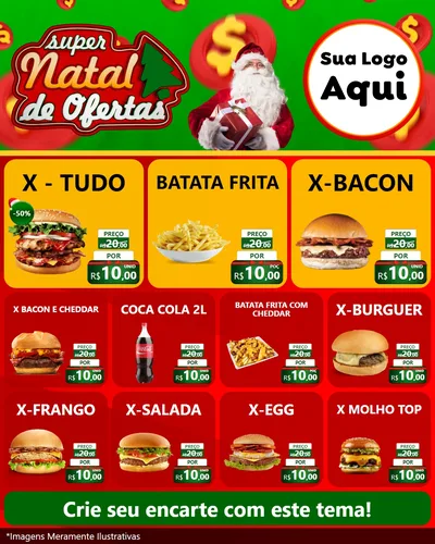 Modelo de Rede Social para Feed Instagram com o tema Super Natal de Ofertas para Hamburgueria