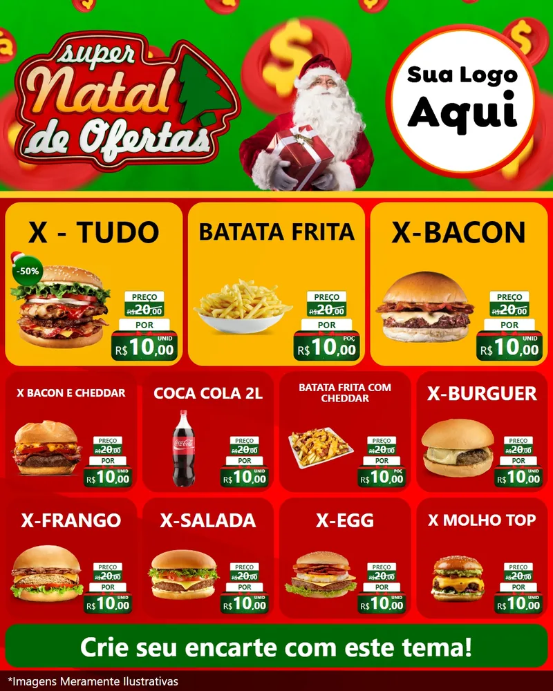 Modelo de Rede Social para Feed Instagram com o tema Super Natal de Ofertas para Hamburgueria