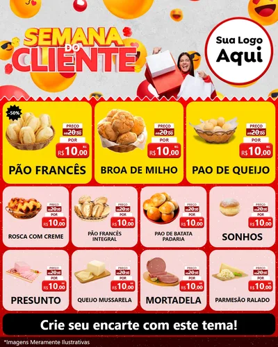 Modelo de Rede Social para Feed Instagram com o tema Semana do Cliente para Padaria