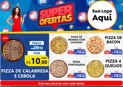 Modelo de Encarte para Encarte A4 Horizontal com o tema Super Ofertas para Pizzaria