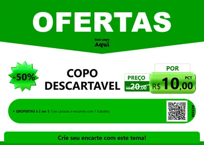 Modelo de Cartaz para Cartaz A4 Horizontal com o tema Ofertas Verde Cartaz para Embalagens