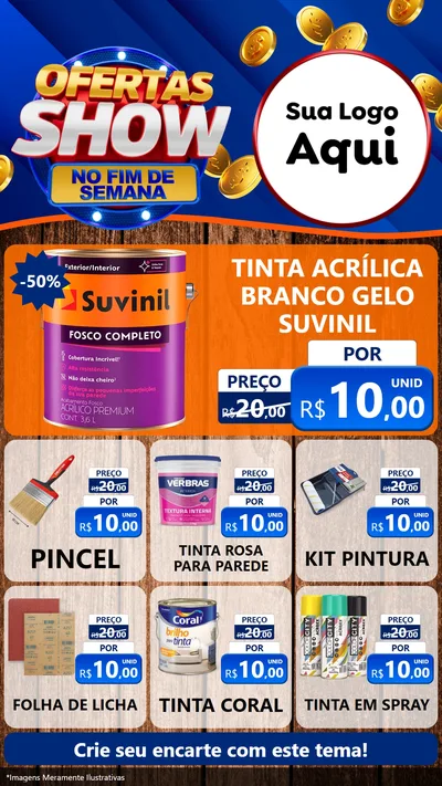 Modelo de Rede Social para Stories com o tema Ofertas Show No Fim De Semana para Tintas e Ferramentas