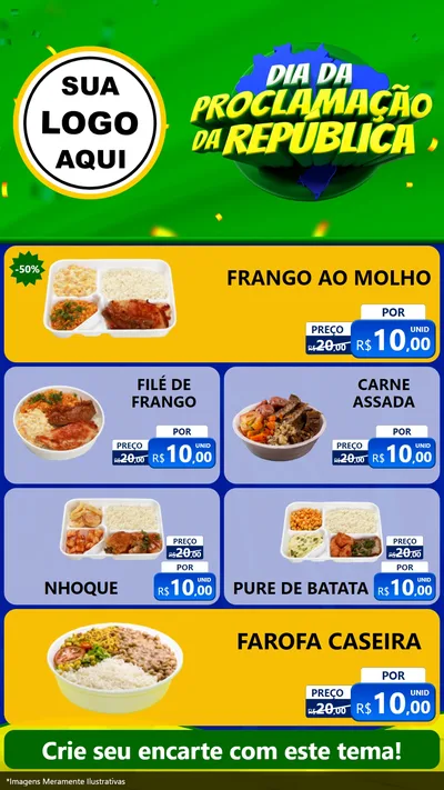 Modelo de TV para TV Vertical com o tema Dia Da Proclamação Da República para Restaurante