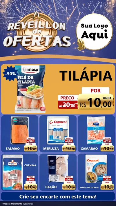 Modelo de Rede Social para Stories com o tema Réveillon de Ofertas para Peixaria