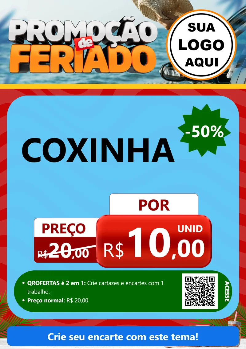 Modelo de Cartaz para Cartaz A4 Vertical com o tema Promoção de Feriado para Salgadaria