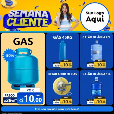 Modelo de Rede Social para Feed Facebook com o tema Semana do Cliente para Água e gás