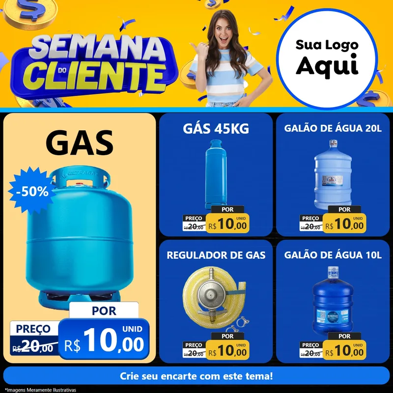 Modelo de Rede Social para Feed Facebook com o tema Semana do Cliente para Água e gás