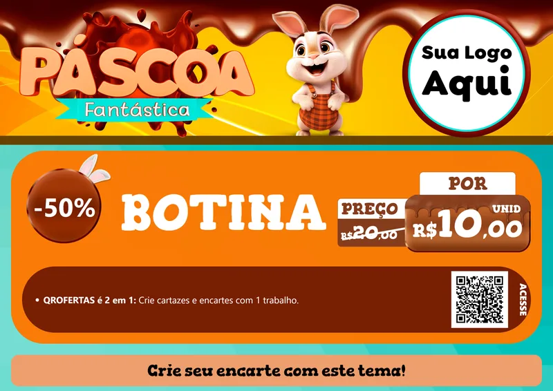 Modelo de Cartaz para Cartaz A4 Horizontal com o tema Páscoa Fantástica para Agropecuária