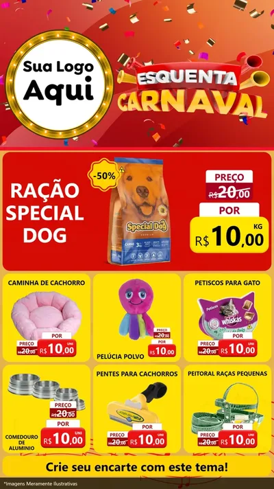 Modelo de Rede Social para Stories com o tema Esquenta Carnaval para Pet Shop
