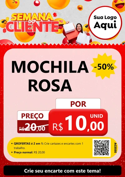 Modelo de Cartaz para Cartaz A4 Vertical com o tema Semana do Cliente para Papelaria