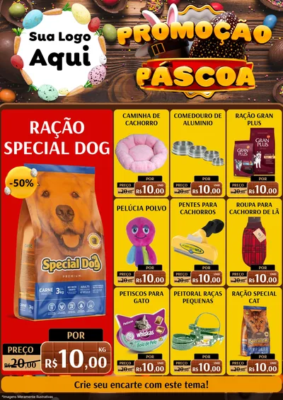 Modelo de Encarte para Encarte A4 Vertical com o tema Promoção Páscoa para Pet Shop