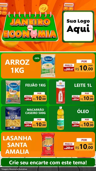 Modelo de TV para TV Vertical com o tema Janeiro da Economia para Supermercado