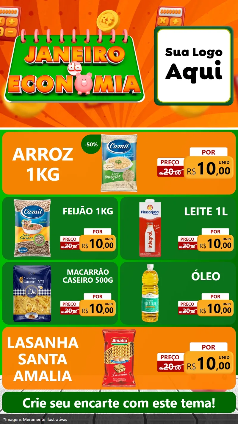 Modelo de TV para TV Vertical com o tema Janeiro da Economia para Supermercado