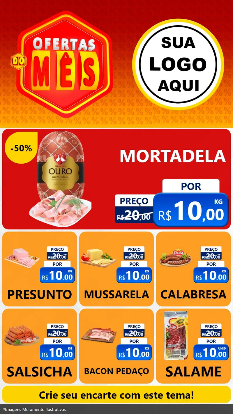 Modelo de Rede Social para Stories com o tema Ofertas do Mês para Frios e Laticínios
