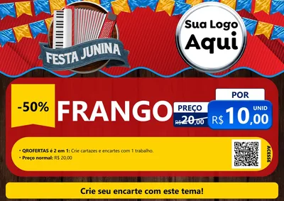 Modelo de Cartaz para Cartaz A4 Horizontal com o tema Festa Junina para Assados