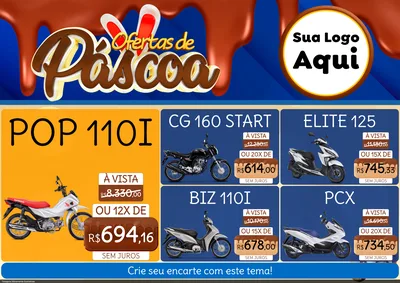 Modelo de Encarte para Encarte A4 Horizontal com o tema Ofertas de Páscoa para Concessionaria de Motos