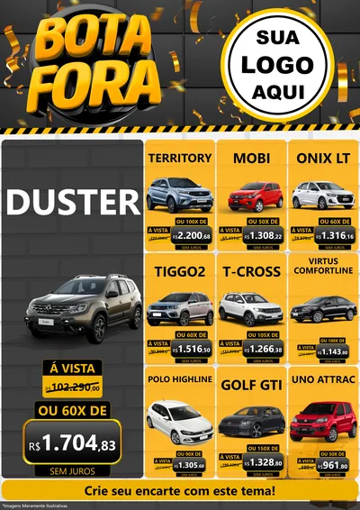 Modelo de Encarte para Encarte A4 Vertical com o tema Bota Fora para Concessionaria de Carros