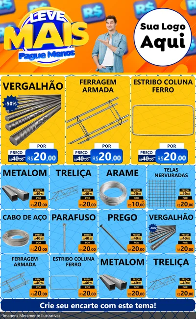 Modelo de Encarte para Encarte Grande com o tema Leve Mais, Pague Menos para Ferragens