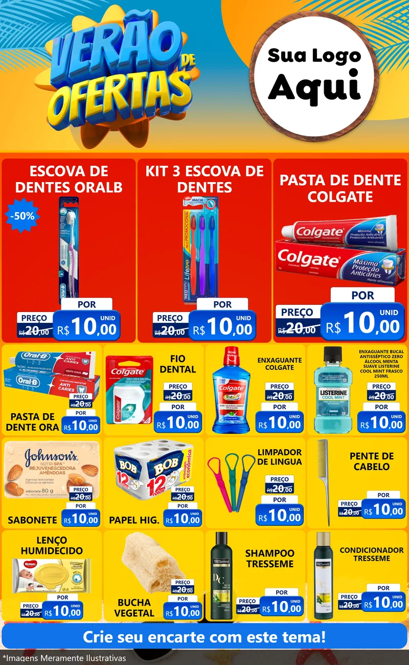 Modelo de Encarte para Encarte Grande com o tema Verão de Ofertas para Higiene Pessoal