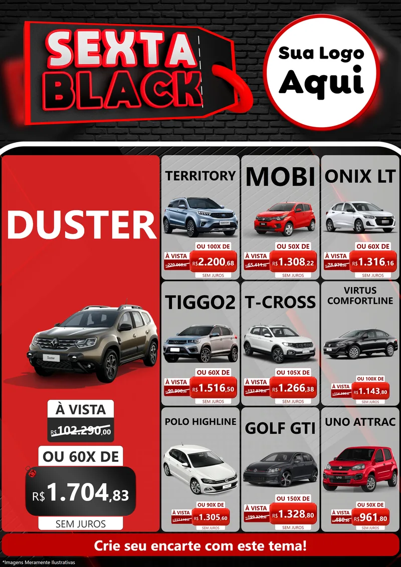 Modelo de Encarte para Encarte A4 Vertical com o tema Sexta Black para Concessionaria de Carros