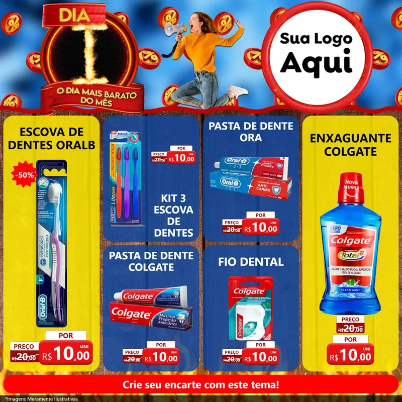 Modelo de Rede Social para Feed Facebook com o tema Dia I - O Dia Mais Barato Do Mês para Higiene Pessoal