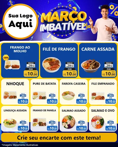 Modelo de Rede Social para Feed Instagram com o tema Março Imbatível para Restaurante