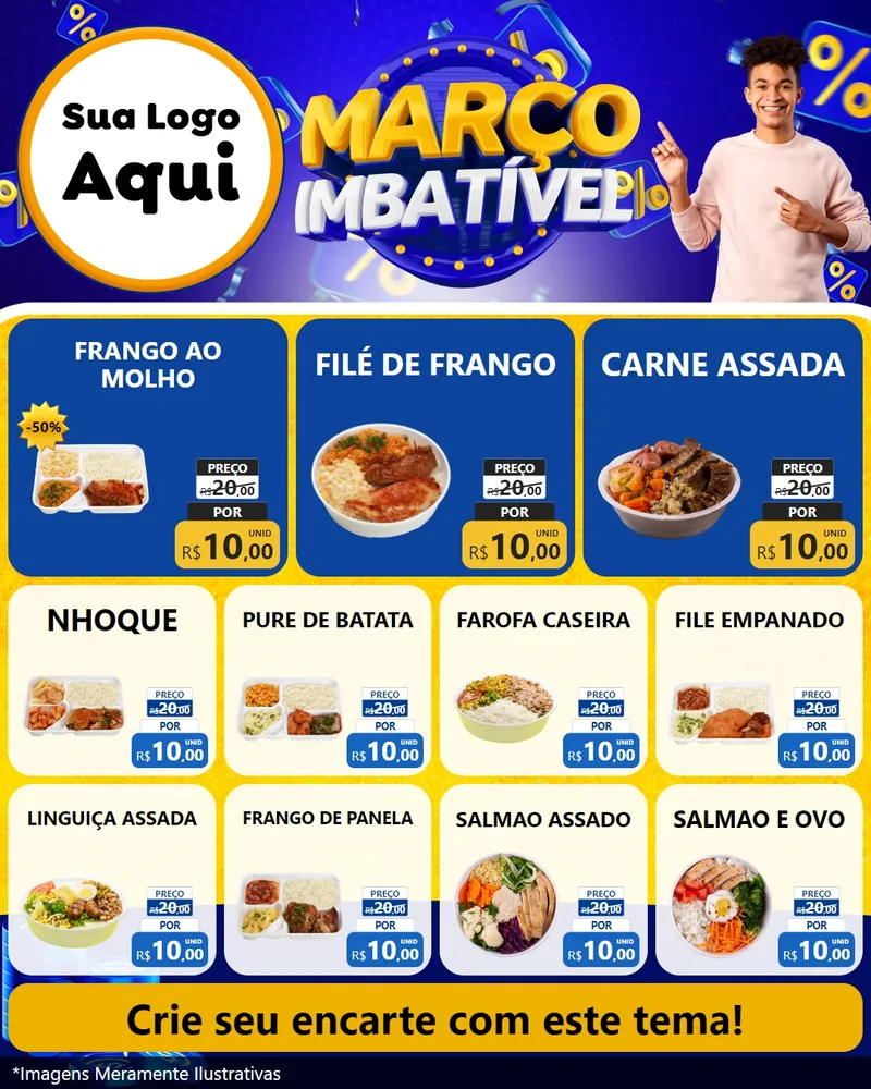 Modelo de Rede Social para Feed Instagram com o tema Março Imbatível para Restaurante